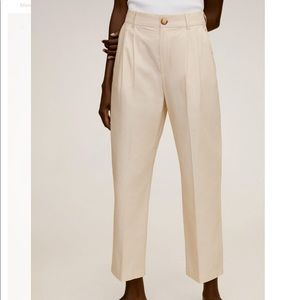 Mango 100% Cotton Pleated Trousers